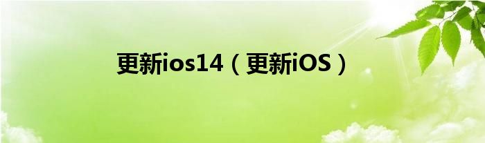 更新ios14(更新ios)