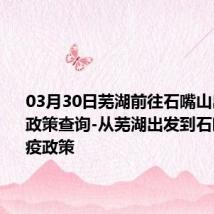 03月30日芜湖前往石嘴山出行防疫政策查询-从芜湖出发到石嘴山的防疫政策