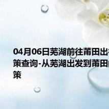 04月06日芜湖前往莆田出行防疫政策查询-从芜湖出发到莆田的防疫政策