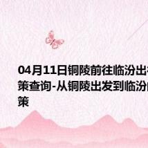 04月11日铜陵前往临汾出行防疫政策查询-从铜陵出发到临汾的防疫政策