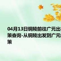 04月13日铜陵前往广元出行防疫政策查询-从铜陵出发到广元的防疫政策