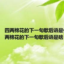 四两棉花的下一句歇后语是什么 四两棉花的下一句歇后语是啥