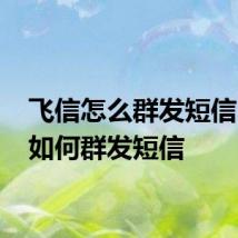 飞信怎么群发短信 飞信如何群发短信