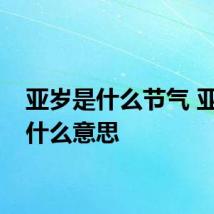 亚岁是什么节气 亚岁是什么意思