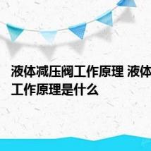 液体减压阀工作原理 液体减压阀工作原理是什么