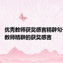 优秀教师获奖感言精辟句子 优秀教师精辟的获奖感言