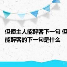 但使主人能醉客下一句 但使主人能醉客的下一句是什么