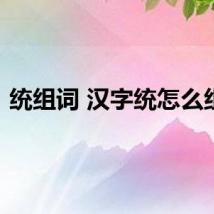 统组词 汉字统怎么组词