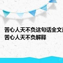 苦心人天不负这句话全文是什么 苦心人天不负解释