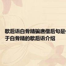 歇后语白骨精骗唐僧后句是什么 关于白骨精的歇后语介绍