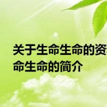 关于生命生命的资料 生命生命的简介