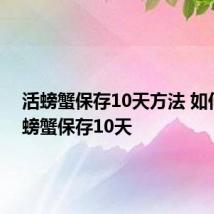 活螃蟹保存10天方法 如何把活螃蟹保存10天