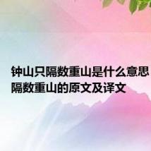 钟山只隔数重山是什么意思 钟山只隔数重山的原文及译文