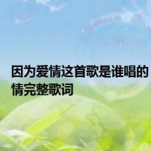 因为爱情这首歌是谁唱的 因为爱情完整歌词