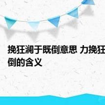 挽狂澜于既倒意思 力挽狂澜于既倒的含义