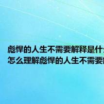 彪悍的人生不需要解释是什么意思 怎么理解彪悍的人生不需要解释