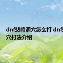 dnf悲鸣洞穴怎么打 dnf悲鸣洞穴打法介绍