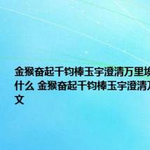 金猴奋起千钧棒玉宇澄清万里埃的意思是什么 金猴奋起千钧棒玉宇澄清万里埃原文