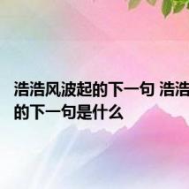 浩浩风波起的下一句 浩浩风波起的下一句是什么