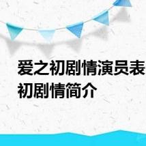 爱之初剧情演员表 爱之初剧情简介