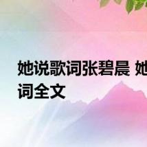 她说歌词张碧晨 她说歌词全文