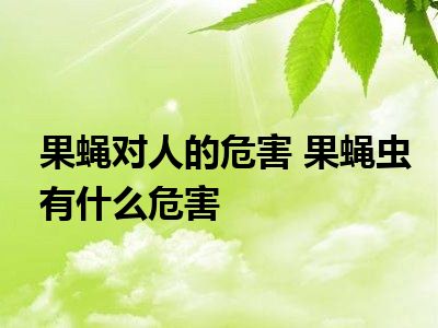 果蠅對人的危害 果蠅蟲有什麼危害_都市生活網