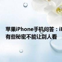 苹果iPhone手机问答：iPhone有些秘密不能让别人看