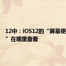 12中：iOS12的“屏幕使用时间”在哪里查看