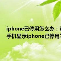 iphone已停用怎么办：当苹果手机显示iphone已停用怎么办