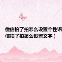 微信拍了拍怎么设置个性语言（微信拍了拍怎么设置文字）