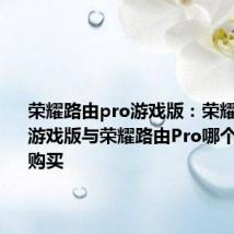 荣耀路由pro游戏版：荣耀路由Pro游戏版与荣耀路由Pro哪个更值得购买