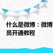 什么是微博：微博v+会员开通教程