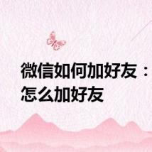 微信如何加好友：微信怎么加好友