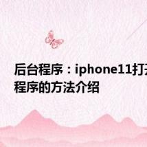 后台程序：iphone11打开后台程序的方法介绍