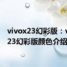 vivox23幻彩版：vivox23幻彩版颜色介绍