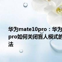 华为mate10pro：华为mate10pro如何关闭盲人模式的操作方法