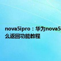 nova5ipro：华为nova5iPro怎么返回功能教程