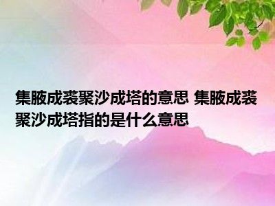 集腋成裘什么意思图片