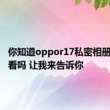 你知道oppor17私密相册在哪里看吗 让我来告诉你