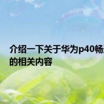 介绍一下关于华为p40畅连通话的相关内容