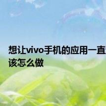 想让vivo手机的应用一直运行应该怎么做