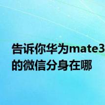 告诉你华为mate30pro的微信分身在哪