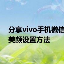 分享vivo手机微信视频美颜设置方法