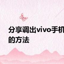 分享调出vivo手机按键的方法