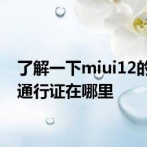 了解一下miui12的空白通行证在哪里