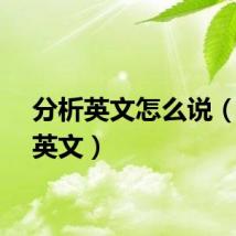 分析英文怎么说（分析英文）