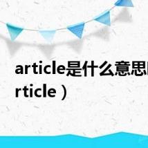 article是什么意思啊（article）