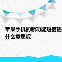 苹果手机的新功能短信语音聊天什么意思呢