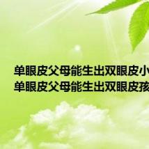 单眼皮父母能生出双眼皮小孩吗（单眼皮父母能生出双眼皮孩子吗）