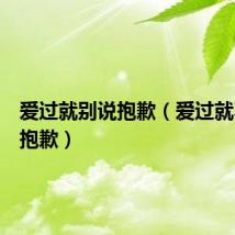 爱过就别说抱歉（爱过就不要说抱歉）